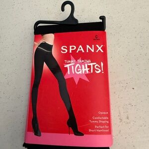 SPANX TUMMY TAMING VERY BLACK OPAQUE TIGHTS IN SIZE C